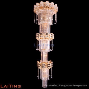 Lustre de cristal de estilo moderno europeu lustre de escada longa com top chinês k9 cristal 98107